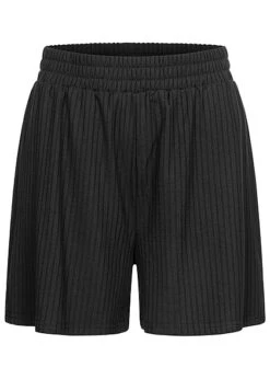 Pieces Damen NOOS Shorts Kurze Hose Mit Gummibund Strukturstoff Schwarz
