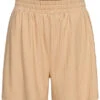 Pieces Damen NOOS Shorts Kurze Hose Mit Gummibund Strukturstoff Cream Beige