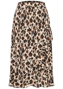 ONLY Damen NOOS Longform Rock Mit Gummibund Und Leo Print Cloud Dancer Multicolor