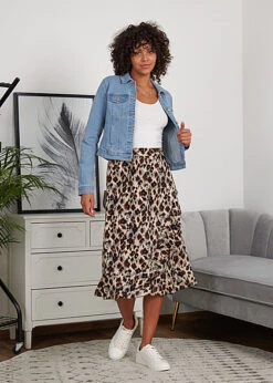 ONLY Damen NOOS Longform Rock Mit Gummibund Und Leo Print Cloud Dancer Multicolor -Luftig Und Leicht 23030070 3