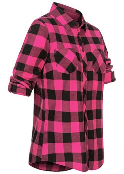 Urban Classics Damen Bluse Turn Up Hemd Karo Muster Wildviolet Schwarz -Luftig Und Leicht 23030200 2