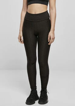 Urban Classics Damen Leggings Mit Honeycomb Muster Schwarz