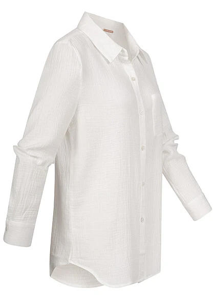 Aiki Damen Hemd Bluse Mit Brusttasche Strukturstoff Weiss 4 Aiki Damen Hemd Bluse Mit Brusttasche Strukturstoff Weiss – Bild 2