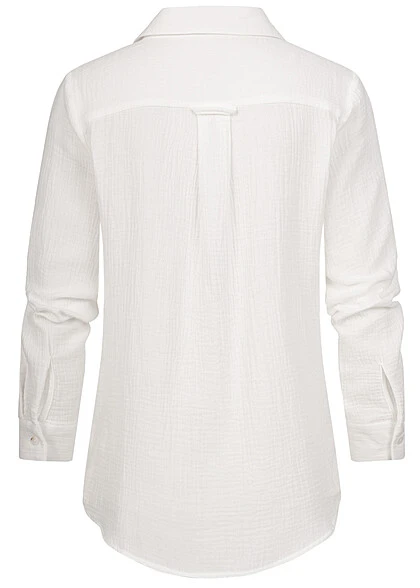 Aiki Damen Hemd Bluse Mit Brusttasche Strukturstoff Weiss 5 Aiki Damen Hemd Bluse Mit Brusttasche Strukturstoff Weiss – Bild 3