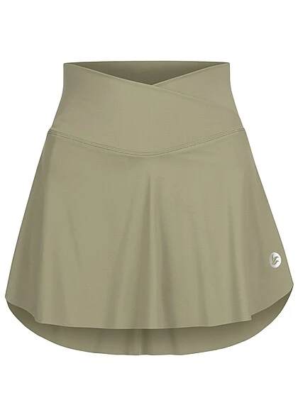 Aiki Damen 2in1 Shorts Und Rock Im Wickel-Look Oliv Grün 4 Aiki Damen 2in1 Shorts Und Rock Im Wickel-Look Oliv Grün – Bild 2