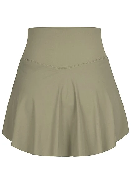 Aiki Damen 2in1 Shorts Und Rock Im Wickel-Look Oliv Grün 6 Aiki Damen 2in1 Shorts Und Rock Im Wickel-Look Oliv Grün – Bild 4