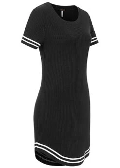 Aiki Damen T-Shirt-Kleid Mit Streifen In Kontrastfarbe Schwarz Weiss -Luftig Und Leicht 23030465 2