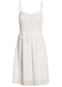 Cloud5ive Damen Chiffon-Kleid Mit Spitzendetails Weiss