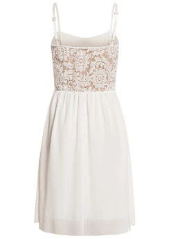 Cloud5ive Damen Chiffon-Kleid Mit Spitzendetails Weiss -Luftig Und Leicht 23036667 2