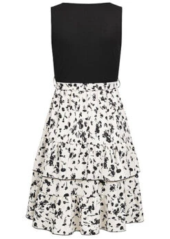 Cloud5ive Damen 2-Tone Kleid Mit Stufen Und Bindegürtel Ornament Print Schwarz Weiss 7 Cloud5ive Damen 2-Tone Kleid Mit Stufen Und Bindegürtel Ornament Print Schwarz Weiss -Luftig Und Leicht 23036686 2