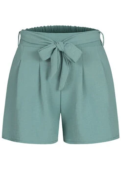 Cloud5ive Damen Musselin Shorts Mit Bindegürtel Hell Grün