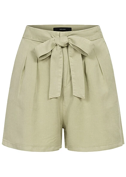 Vero Moda Damen NOOS Shorts Kurze Hose Mit Bindegürtel Reseda Grün 3 Vero Moda Damen NOOS Shorts Kurze Hose Mit Bindegürtel Reseda Grün