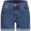 Vero Moda Damen NOOS Jeans Shorts Mit 5-Pockets Und Beinumschlag Medium Blau Denim