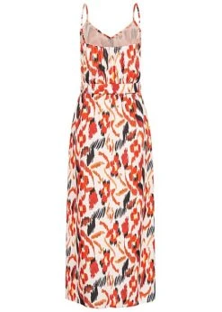 Cloud5ive Damen Maxi-Kleid Mit V-Neck Und Bindegürtel Rust Rot Multicolor -Luftig Und Leicht 23046004 2