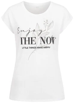 Cloud5ive Damen T-Shirt Mit Enjoy The Now Print Weiss