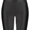 Urban Classics Damen Kurze Leggings Metallicoptik Mit Gummibund Schwarz -Luftig Und Leicht 23050025