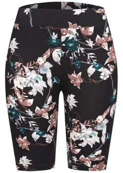 Urban Classics Damen Kurze Leggings Mit All Over Blumen Print Und Gummibund Schwarz