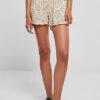 Urban Classics Ladies Viskose Shorts Mit All Over Print Softseagrass Beige -Luftig Und Leicht 23050031