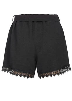 Cloud5ive Damen Musselin Shorts Mit Spitzendetails Und Bindegürtel Schwarz 7 Cloud5ive Damen Musselin Shorts Mit Spitzendetails Und Bindegürtel Schwarz -Luftig Und Leicht 23056017 2