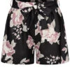 Cloud5ive Damen Musselin Shorts Mit Blumenprint Und Bindegürtel Schwarz -Luftig Und Leicht 23056021