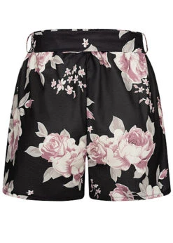 Cloud5ive Damen Musselin Shorts Mit Blumenprint Und Bindegürtel Schwarz -Luftig Und Leicht 23056021 2