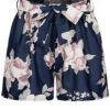 Cloud5ive Damen Musselin Shorts Mit Blumenprint Und Bindegürtel Navy