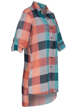 Cloud5ive Damen Turn-Up Vokuhila Flanell Karo Blusen Hemd Mit Knopfleiste Blau-rot -Luftig Und Leicht 23056025 2