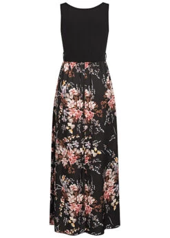 Cloud5ive Damen Maxi-Kleid Mit Rundhals Und Blumenprint Schwarz Multicolor 7 Cloud5ive Damen Maxi-Kleid Mit Rundhals Und Blumenprint Schwarz Multicolor -Luftig Und Leicht 23056048 2