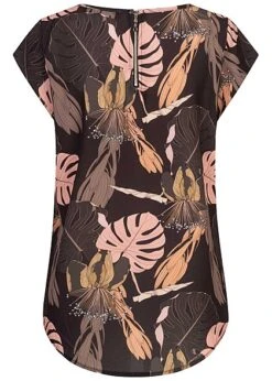 Cloud5ive Damen Struktur Blusen Shirt Mit Zipper Hinten Tropicalprint Schwarz Multic. 7 Cloud5ive Damen Struktur Blusen Shirt Mit Zipper Hinten Tropicalprint Schwarz Multic. -Luftig Und Leicht 23066085 2