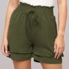 Cloud5ive Damen Musselin Shorts 2-Lagig Mit Gummibund Grün -Luftig Und Leicht 23066095