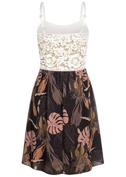 Cloud5ive Damen Spitzenkleid Mit Floral Print Mit Verst. Trägern Weiss Schwarz Rose 7 Cloud5ive Damen Spitzenkleid Mit Floral Print Mit Verst. Trägern Weiss Schwarz Rose -Luftig Und Leicht 23066133 2