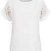 Cloud5ive Damen Viskose T-Shirt Mit Spitzenärmeln Weiss -Luftig Und Leicht 23066141