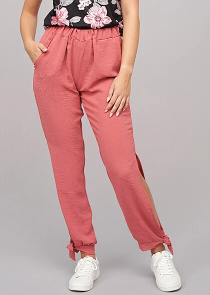 Cloud5ive Damen Musselin Hose Mit Seitlichen Schlitzen Und Bindedetails Rose Braun 3 Cloud5ive Damen Musselin Hose Mit Seitlichen Schlitzen Und Bindedetails Rose Braun