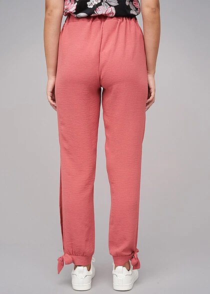 Cloud5ive Damen Musselin Hose Mit Seitlichen Schlitzen Und Bindedetails Rose Braun 4 Cloud5ive Damen Musselin Hose Mit Seitlichen Schlitzen Und Bindedetails Rose Braun – Bild 2