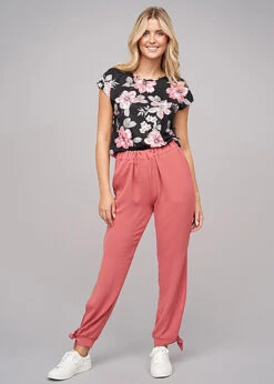 Cloud5ive Damen Musselin Hose Mit Seitlichen Schlitzen Und Bindedetails Rose Braun 7 Cloud5ive Damen Musselin Hose Mit Seitlichen Schlitzen Und Bindedetails Rose Braun -Luftig Und Leicht 23076003 2