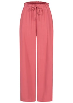 Cloud5ive Damen Musselin Hose Mit Weitem Beinschnitt Rose Braun
