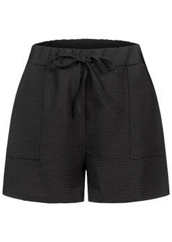 Cloud5ive Damen Musselin Shorts M. Aufgesetzten Taschen Schwarz