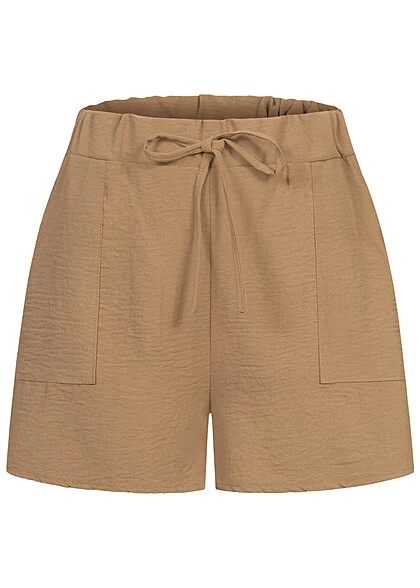 Cloud5ive Damen Musselin Shorts M. Aufgesetzten Taschen Camel Braun 3 Cloud5ive Damen Musselin Shorts M. Aufgesetzten Taschen Camel Braun