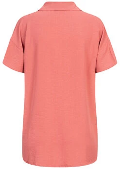 Cloud5ive Damen Musselin Kurzarm Hemd Mit Knopfleiste Und Brusttasche Rose Braun -Luftig Und Leicht 23076026 2