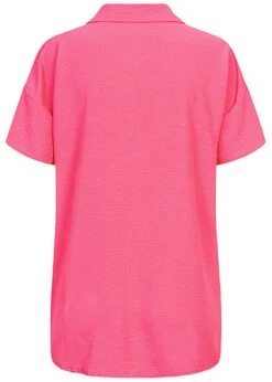 Cloud5ive Damen Musselin Kurzarm Hemd Mit Knopfleiste Und Brusttasche Pink -Luftig Und Leicht 23076027 2