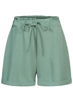 Cloud5ive Damen Musselin Short Mit Umschlag Und 2-Pockets Bindedetail Grün