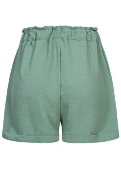 Cloud5ive Damen Musselin Short Mit Umschlag Und 2-Pockets Bindedetail Grün -Luftig Und Leicht 23076049 2