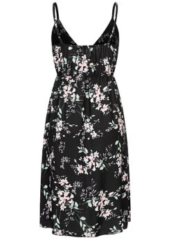 Cloud5ive Damen Träger Kleid Mit Seitlich. Schlitz Und Blumen Print Schwarz 7 Cloud5ive Damen Träger Kleid Mit Seitlich. Schlitz Und Blumen Print Schwarz -Luftig Und Leicht 23076052 2