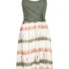 Cloud5ive Damen Trägerkleid Im 2-Tone Design Mit TIE DYE Print Grün Multicolor 1 Cloud5ive Damen Trägerkleid Im 2-Tone Design Mit TIE DYE Print Grün Multicolor -Luftig Und Leicht 23076086