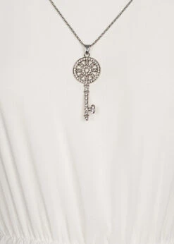 Victoria & Violet Damen Kleid Mit 2-lagigem Stoff Inklusive Kette Weiss -Luftig Und Leicht 23080018 3